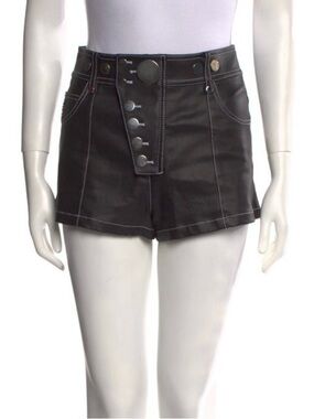 Alexander Wang Leather Black High-Waist Button-Front Shorts